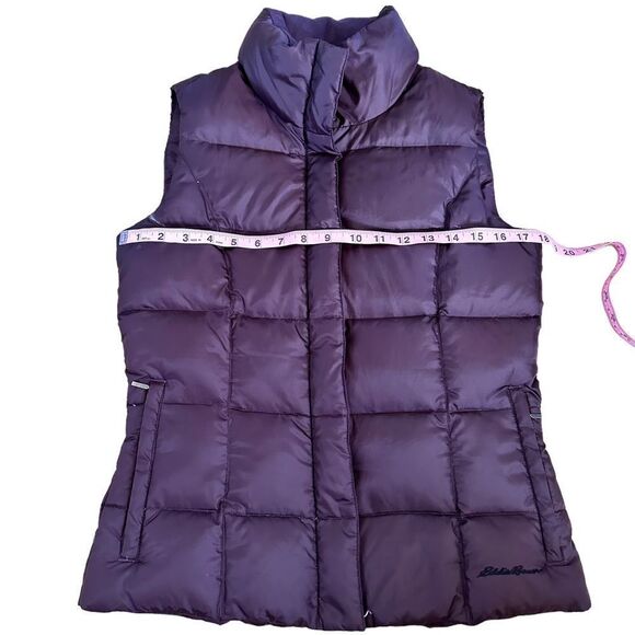 Eddie Bauer ~ Plum Goose Down Puffer Vest ~ Size Small ~ interior zipped pocket - Picture 10 of 13